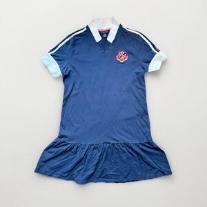 U.S. Polo Assn. Navy Tennis Dress Flare Drop Waist Women’s XL Preppy Crest Logo